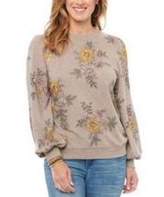 Gray Floral Sweatshirt Size M H2‎