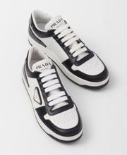 PRADA Downtown Logo Low Top Sneaker (Women) in White/ Black Size 9.5US / 39.5EU