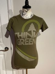 Junk Food Tee Short Sleeve Think Green Activists Print Graphic Muscle Active Sport Daily Casual Tired Relax  Olive 🫒 