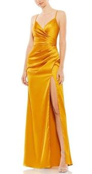 Mac Duggal 26585 Sleeveless Faux Wrap Ruched Satin Gown