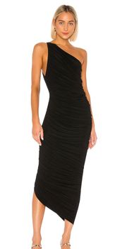 Black Side Drape Slimming Dress