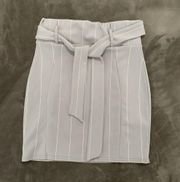 Pretty Little Thing Grey Pinstripe Tie Waist Mini Skirt size 6