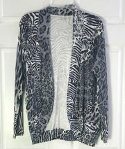 Alberto Makali Cardigan Animal Print Rayon Blend Medium