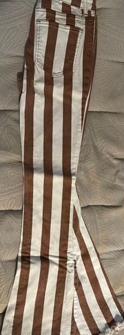 Brown And White Stripped Bell Bottoms