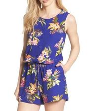 Gibson Captiva Romper Floral Print Sleeveless Blue Size Large