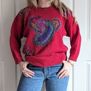 90s vintage paisley embroidered sweater