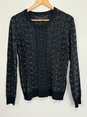 Rag & Bone Metallic Black Crewneck Pullover Sweater