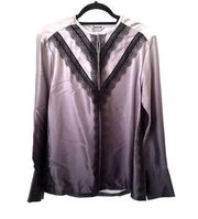JASON WU Ombre Print Silk Charmeuse Shirt Lace Trim NWT Sz 4