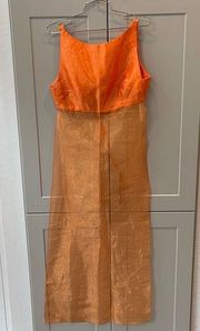 Jessica Mcclintock For Gunne Sax Millennium 2000 Orange Vintage Sheer Sequin Top