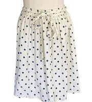 LANDS’ END Polka Dot Gathered A Line CANVAS 1963 Skirt Belt Side Zip Size 8