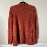 MINKPINK Fuzzy soft cutout pullover burnt orange sweater size XS