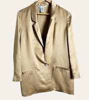 Diane Von Furstenberg Light Brown Satin One Button Blazer Jacket Size 4