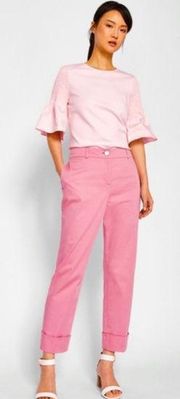 Ted Baker London Saydii Deep Cuff Cotton Stretch Chinos Dusty Pink Size 8-10