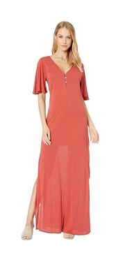 Padma Short Sleeve Maxi Knit Dress Color: Chili Size: LG