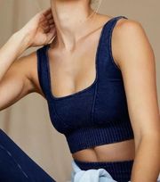 Good Karma Square-Neck Bra by FP Movement at Free People, Deepest Navy, XS/S