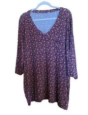 Market & Spruce Womens Plus Size 3X Multicolor Boho V-Neck Blouse Stretch Top