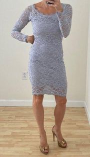 Lavender Lace Long Sleeve Boatneck Bodycon Party Dress Sz 1 Juniors (XS Womens)