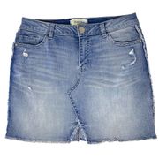 REWIND Distressed Denim Blue Jean Frayed Hem Mini Skirt 7/28