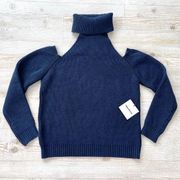 New Superdown Ruby Cold Shoulder Turtleneck Sweater | Navy S