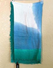 Express oversize scarf, blue/teal/white NWT