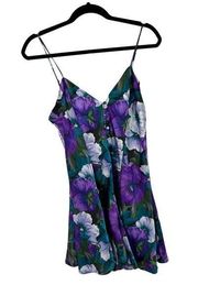 Lingerie Cacique Purple Floral Spaghetti Strap Lingerie Romper Vintage Sz L