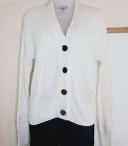 Saks Fifth Avenue Women's Rib Kint Cardigan Frost White Size XS