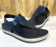 Vince Flint Black Leather Espadrille Sandals Platform 35.5