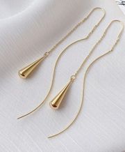 18K Gold Plated Anthro Teardrop Threader Earrings Xtra Long