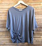 Treasure & Bond Blue Ruched Keyhole Short Sleeve Tee Size Small NWT