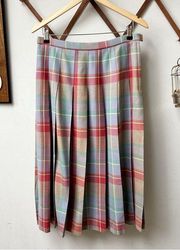 Pendleton Turnabout Long Pleated Wool Plaid Midi Skirt size 10 medium