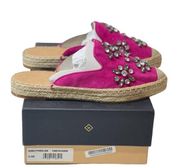 NEW Halogen Blythe Espadrille Mule Women's Size 8.5M Fuschia Suede Embellished