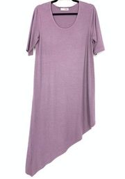 Bryn Walker Women's S Purple T-Shirt Dress Scoop Neck Short Sleeve Asymmetrical