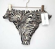 Montce Swim Zebra Micro Scrunch Tamarindo Ruffle Bikini Bottom Women Size Large