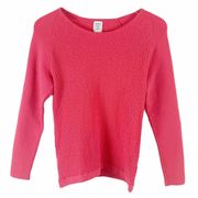 XL Hot Pink Boat Neck Chevron Knit Sweater