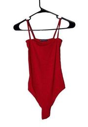 Brandy Melville Ribbed Red Bodysuit One Size