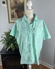 Magellan Women PFG Mint Green Short Sleeve Shirt Size XL Fishing Gear Pockets