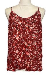 NWOT  Rust Red Orange Floral Print Strappy Cami Blouse Top New