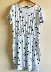 ANN TAYLOR SHORT SLEEVE DRESS WOMENS SIZE XL BLUE FLORAL PRINT