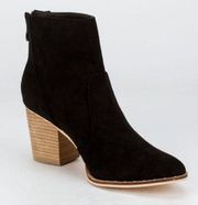 Beast Fashion Faux Suede Ankle Booties in Black Ankle Boot Mid Heel Size 8.5