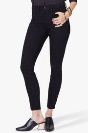 NYDJ Ami High Rise Lift Tuck Stretch Ankle Skinny Jeans in Black Denim Size 12