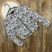 H&M Black Floral Print Lightweight Bomber Jacket Full Zip Womens Size 8