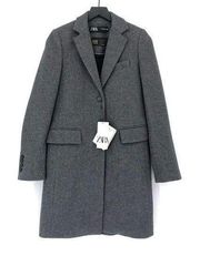 NWT ZARA Buttoned Menswear Coat Grey XS