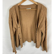 Cupcakes and Cashmere Cable Knit Cardigan Sweater Brown Size Large