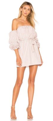 L’Academie The Puff Sleeve Dress in Taupe Gingham