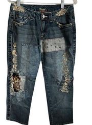 Furst of A Kind Denim Patched Crop Straight Upcylced Denim Jeans