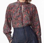 Rebecca Taylor Silk Paisley Smocked Blouse