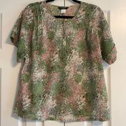 J.Crew  Factory Pink & Green Shortsleeved Blouse