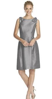 NWT  Quarry Gray Bow Detail Cocktail Length Dress Size 4