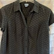 Black open Knit Button Up Shirt