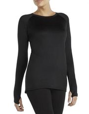 ClimateRight by Cuddl Duds Women's Plush Warmth Base Layer Top Black Size XL